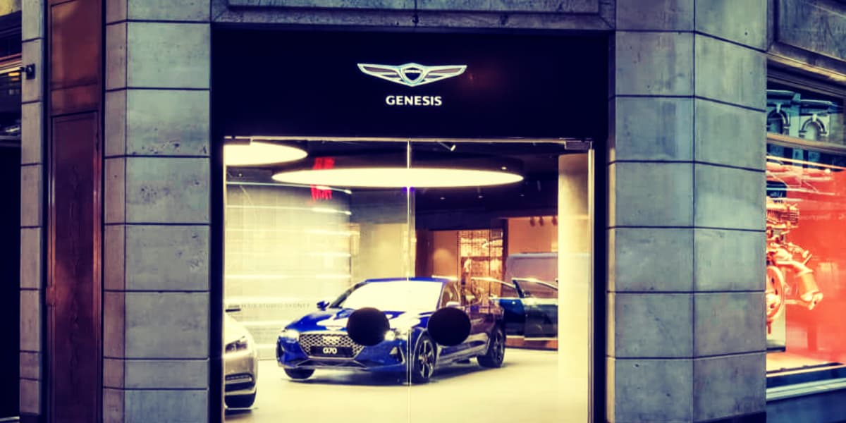 genesis studio store sydney car dealer displaying G70 and G80 genesis car brand models